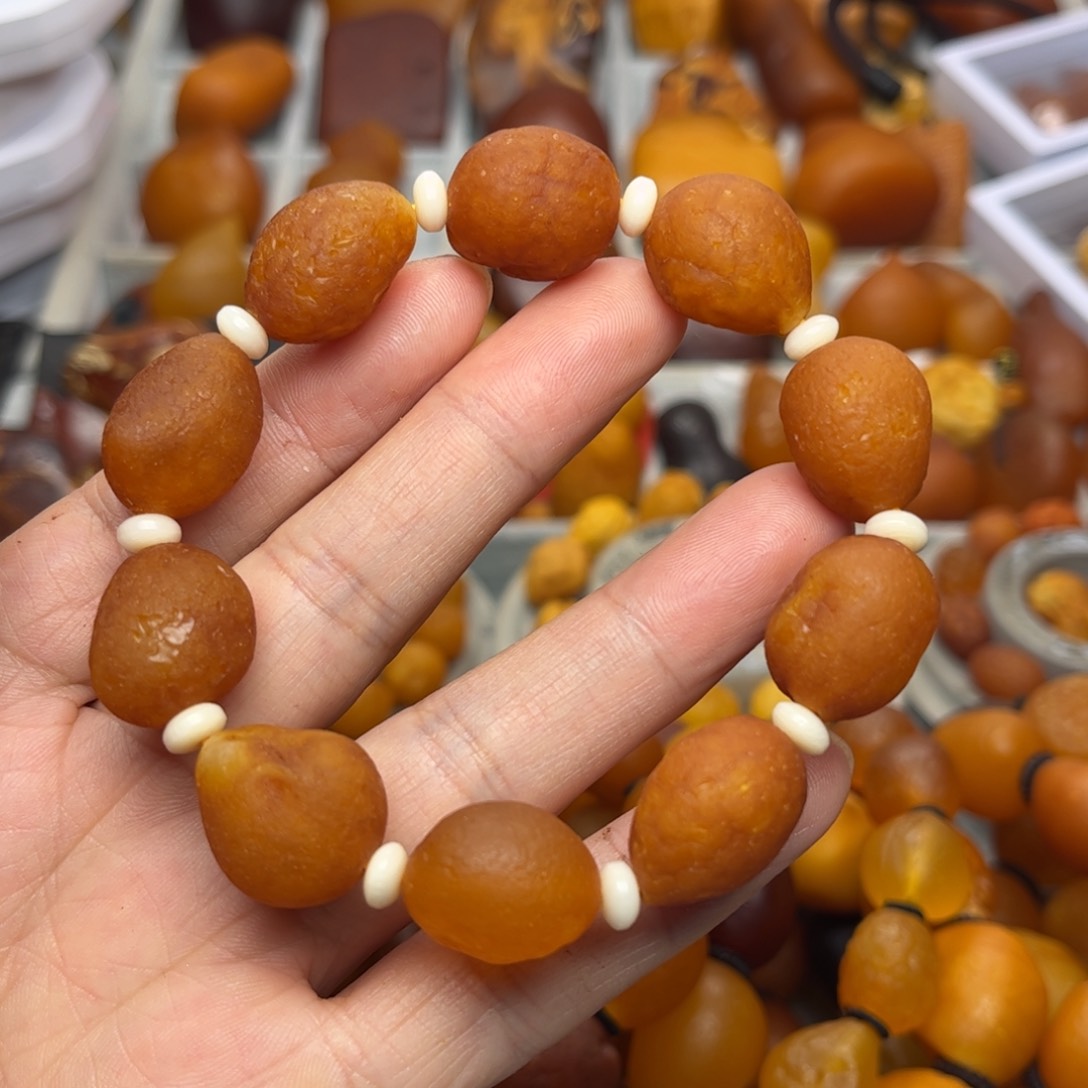 琥珀裸石未镶嵌天然蜜蜡手串
