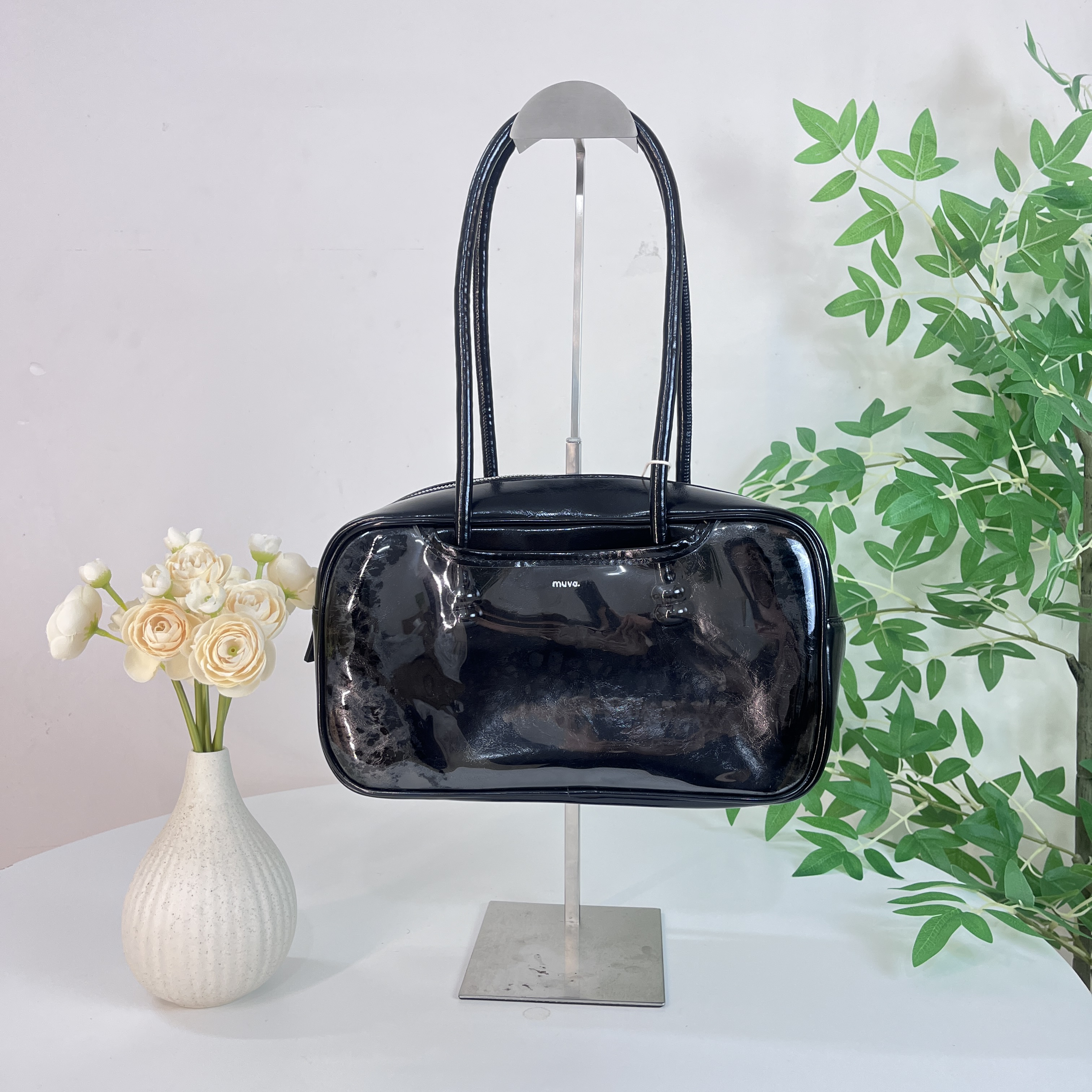 复古波士顿包包女保龄球包环保牛皮大容量腋下手提枕头包简约时尚