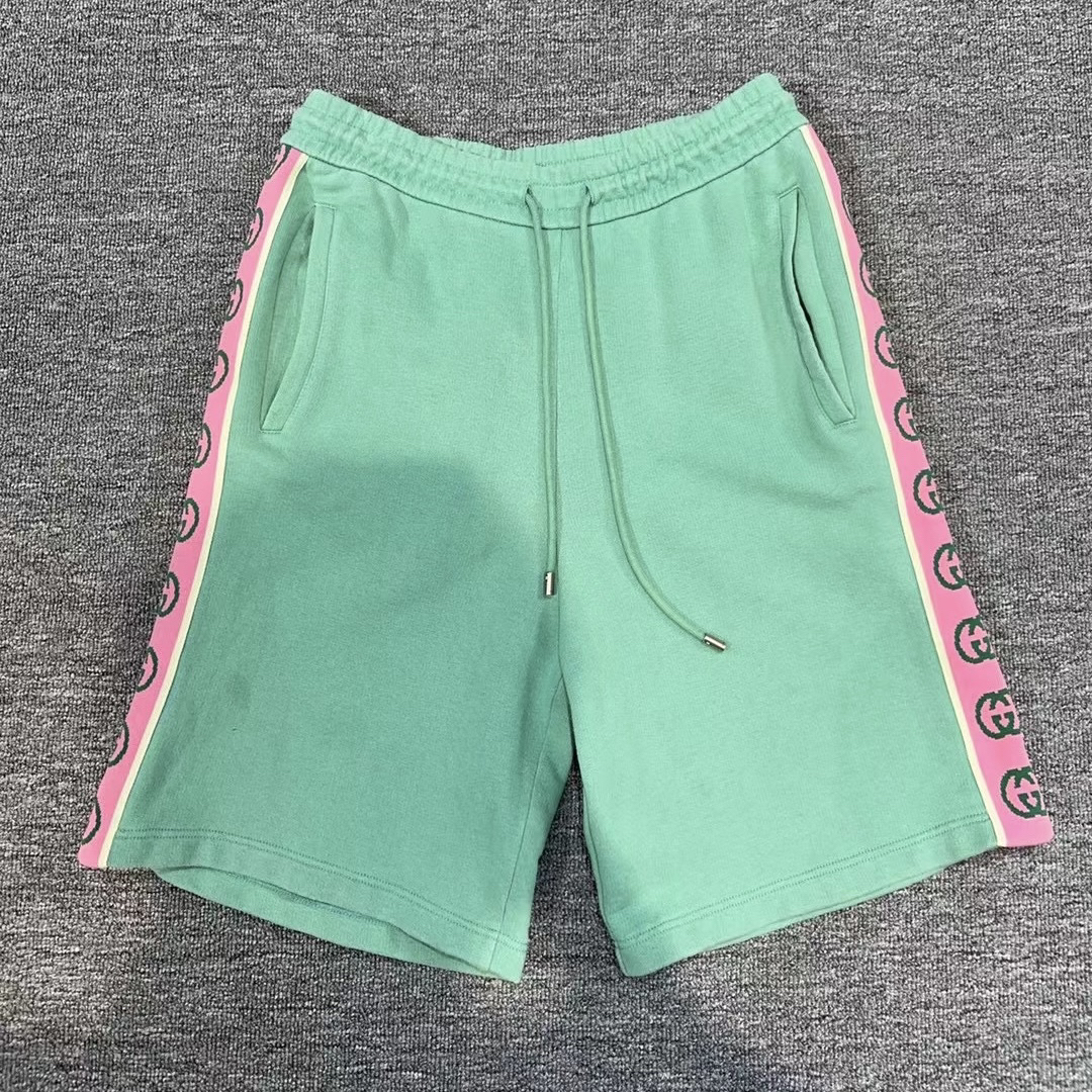 99新 GUCCI/古驰 薄荷绿菠萝刺绣串标短裤/尺码：S