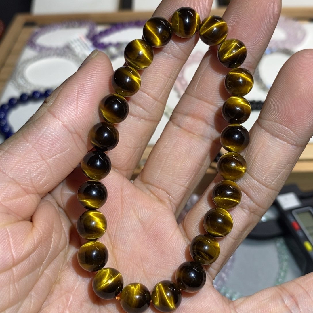 水晶未镶嵌手链高品闪电黄虎眼8.3mm