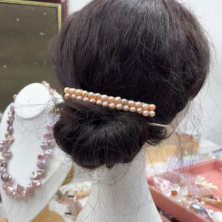 淡水珍珠发饰银S925镶嵌