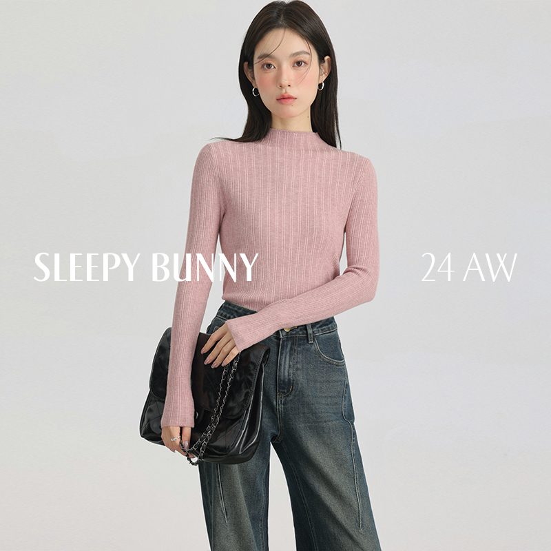 J瞌睡兔【清苍】半高领毛衣弹力打底衫女冬显瘦内搭套头上衣247692