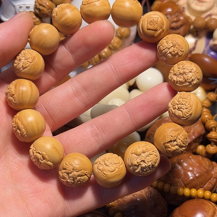 橄榄核手串/手链猴头浮雕钟馗