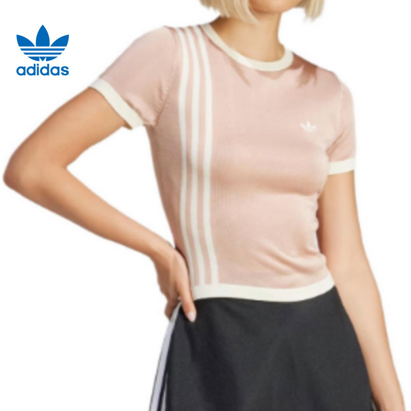 环adidas阿迪达斯三叶草女子运动休闲短袖T恤JJ0962