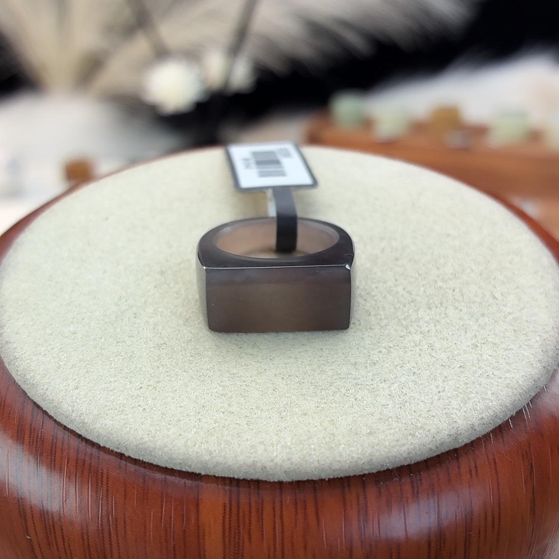 和田玉未镶嵌戒指i94妖紫马鞍15.3mm