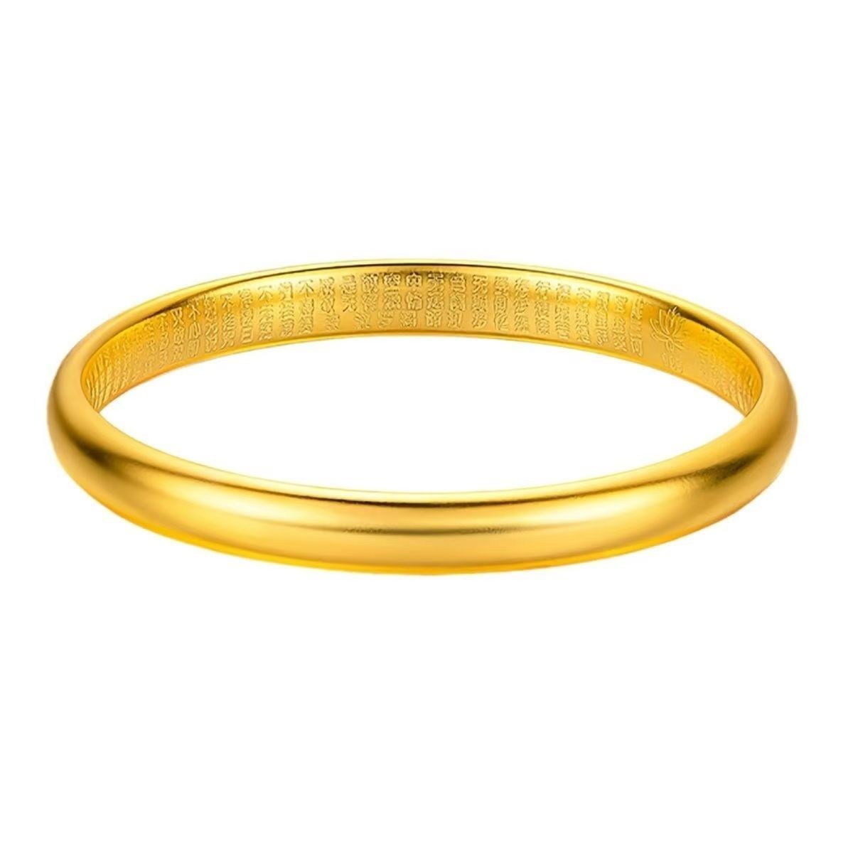 合金手镯 新中式8mm泥鳅背莲花心经素圈手镯 铜合金饰品