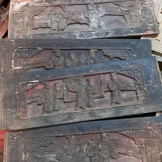 用***5香榧木老木雕花版五片