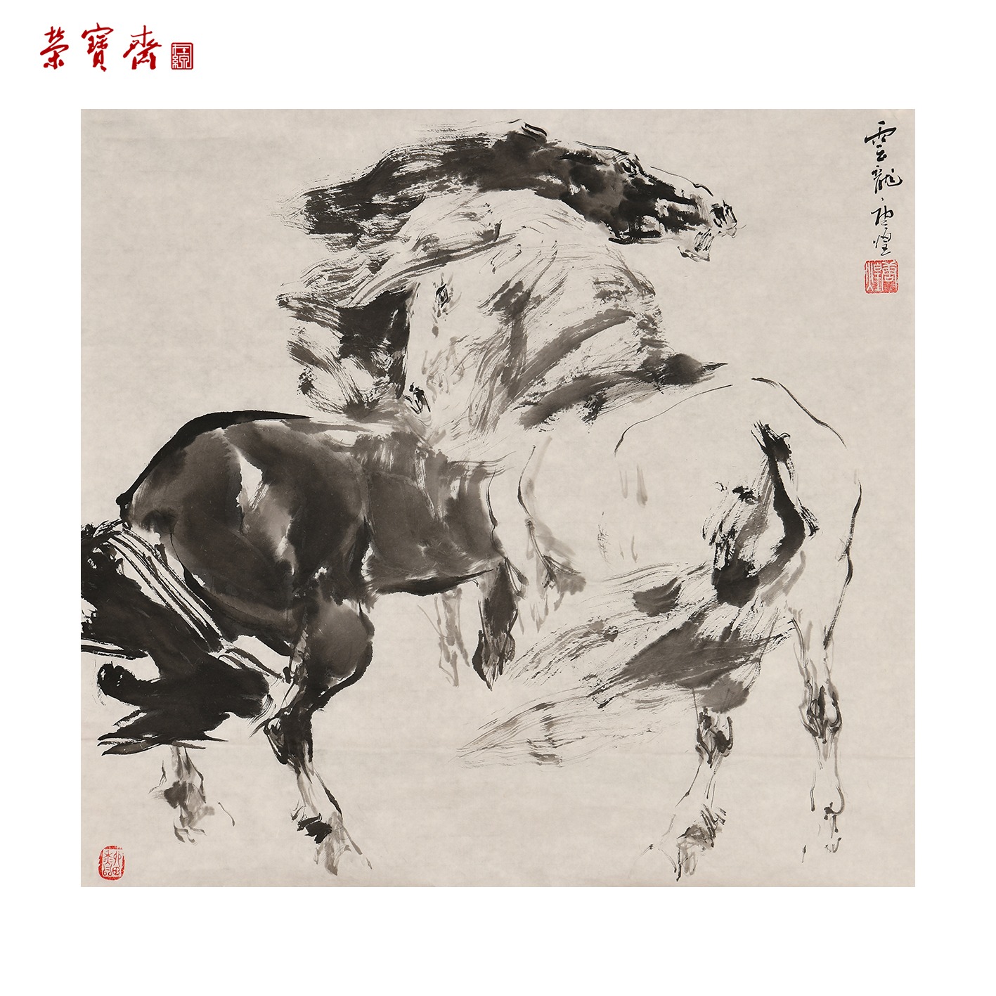 早6（g96123）《骏马图》书画 纸本 53*50cm
