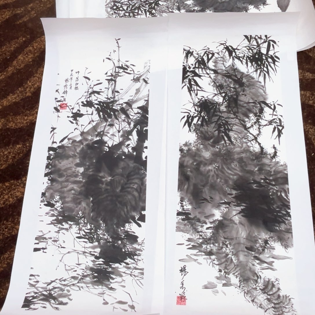 国画杨秀锋老师作品小三尺两张带托底