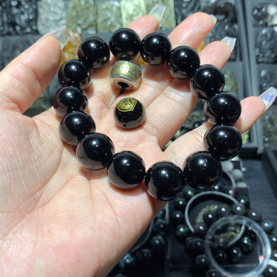 黑曜岩未镶嵌手链用****3