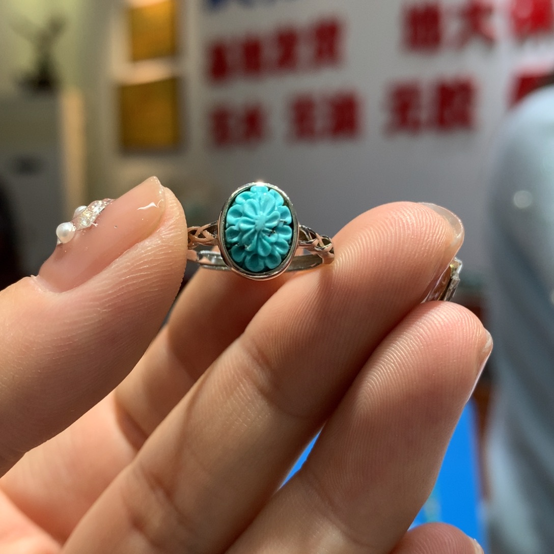 绿松石戒指银S925镶嵌