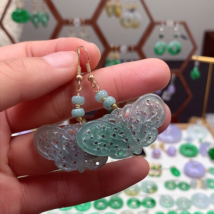 翡翠耳饰未镶嵌翡翠耳环