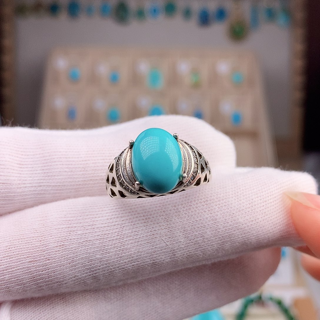 绿松石戒指银S925镶嵌