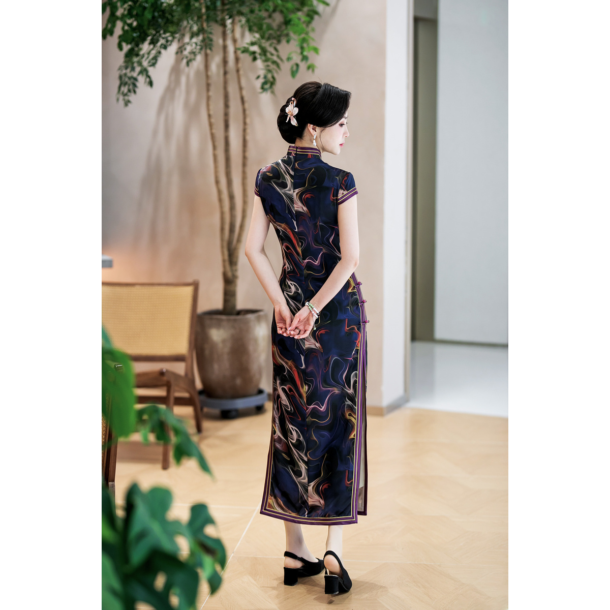 3直播间专用链接/设计师参展款时尚复古春夏日常显瘦高腰款旗袍