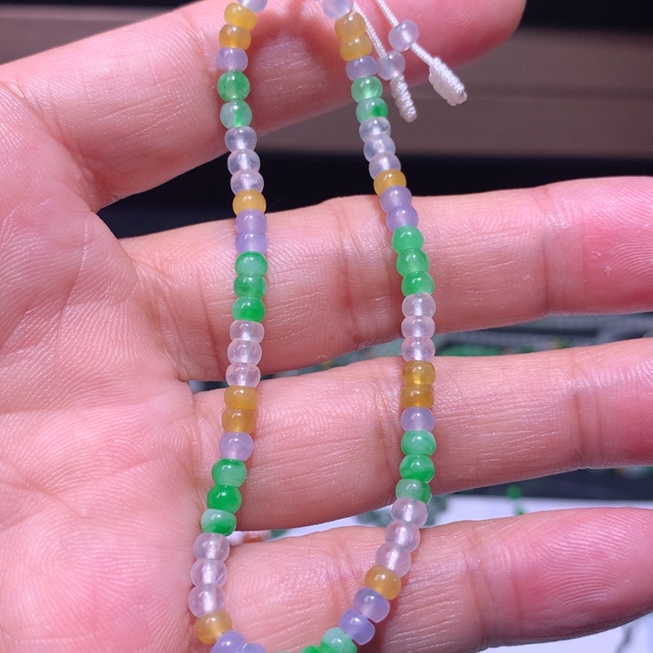 裸石翡翠三彩算盘珠