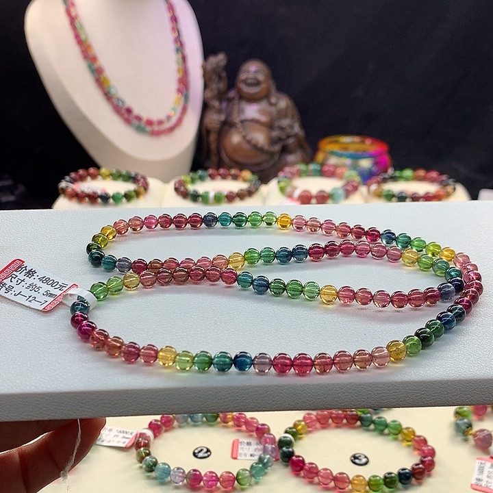 碧玺手链未镶嵌彩虹手串5.5mm