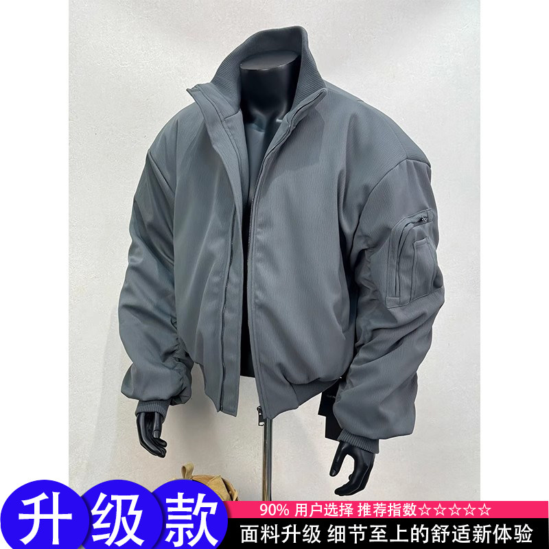 cleanfit立领螺纹三防夹克棉服男短款美式飞行员外套潮牌硬汉棉衣