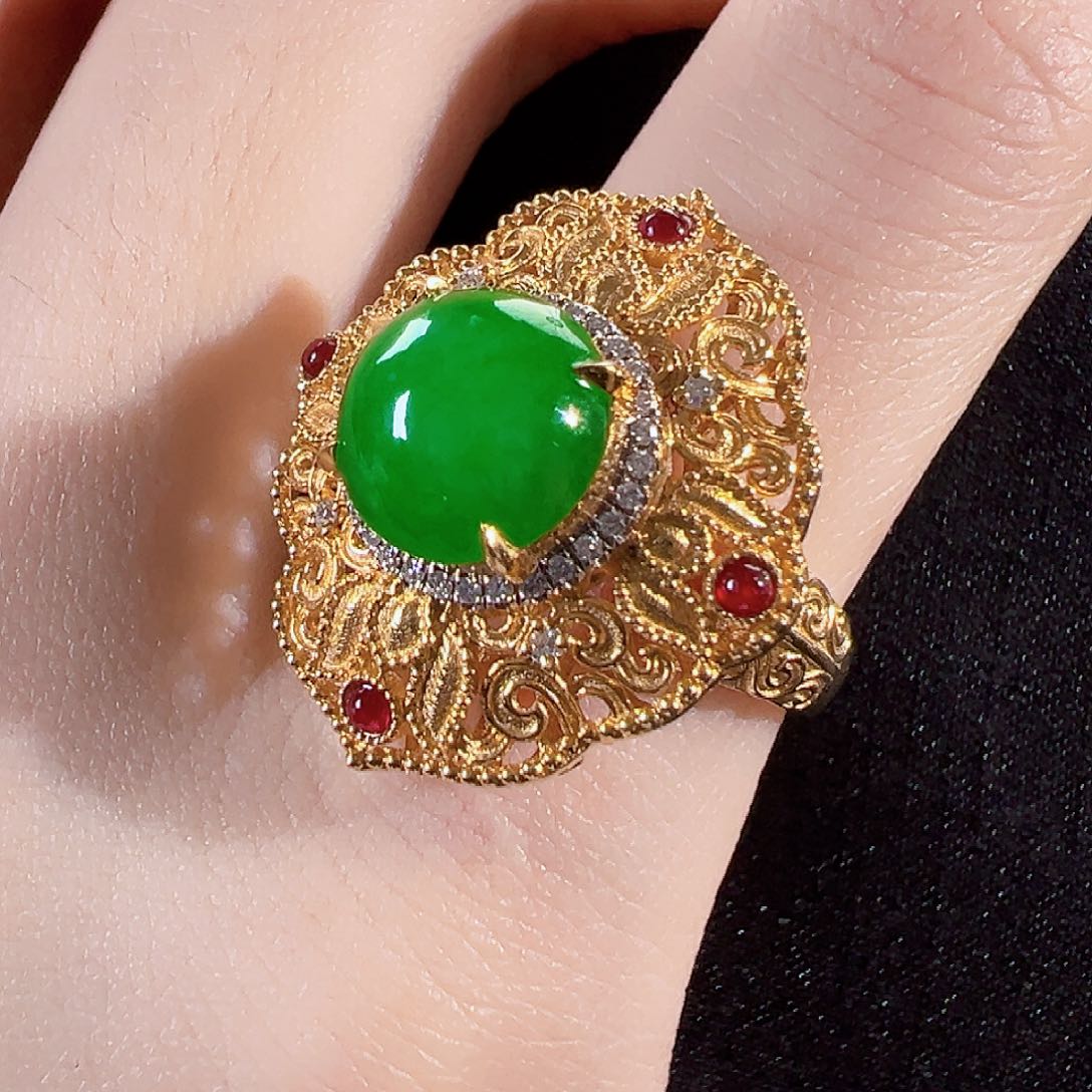 翡翠戒指18K金镶嵌【福利款】签收后24小时鉴赏期