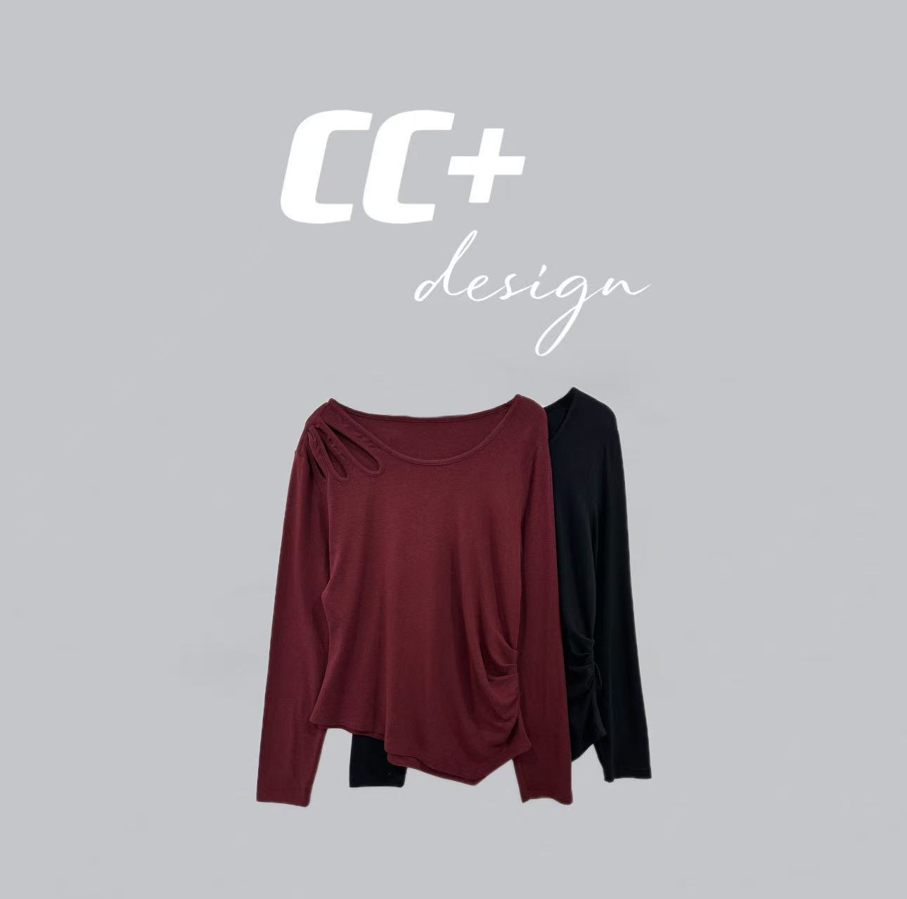 微胖流光风镂空圆领长袖T恤女春秋季收腰内搭打底衫上衣6025#