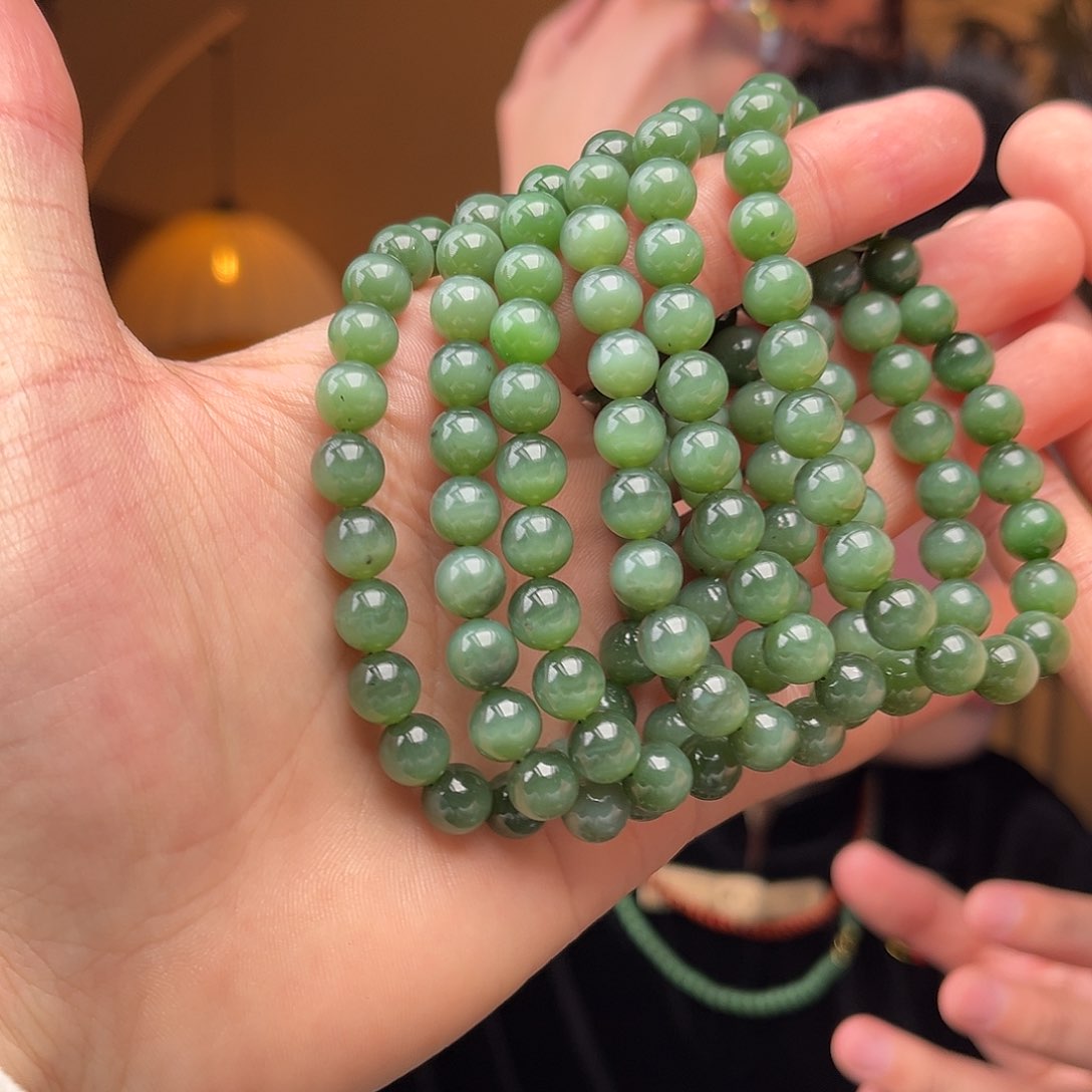 和田玉手串未镶嵌碧玉猫眼卡8带矿点拍一发一多样性发货