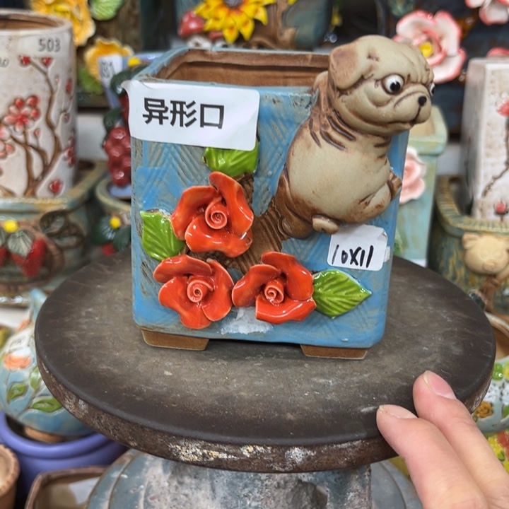 紫砂花盆粗陶材质多肉花盆