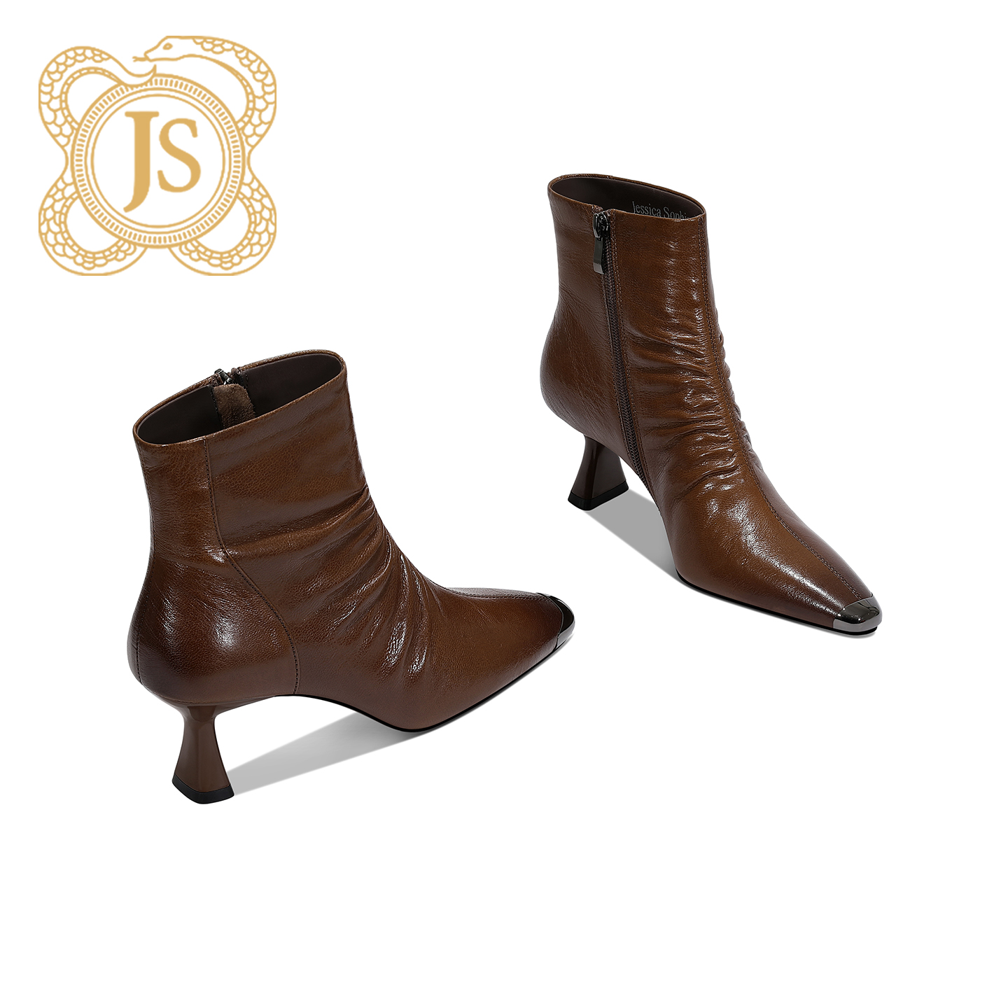 已开价，8212X8543气质百搭棕色粗跟高跟时尚欧美细跟方头时装靴