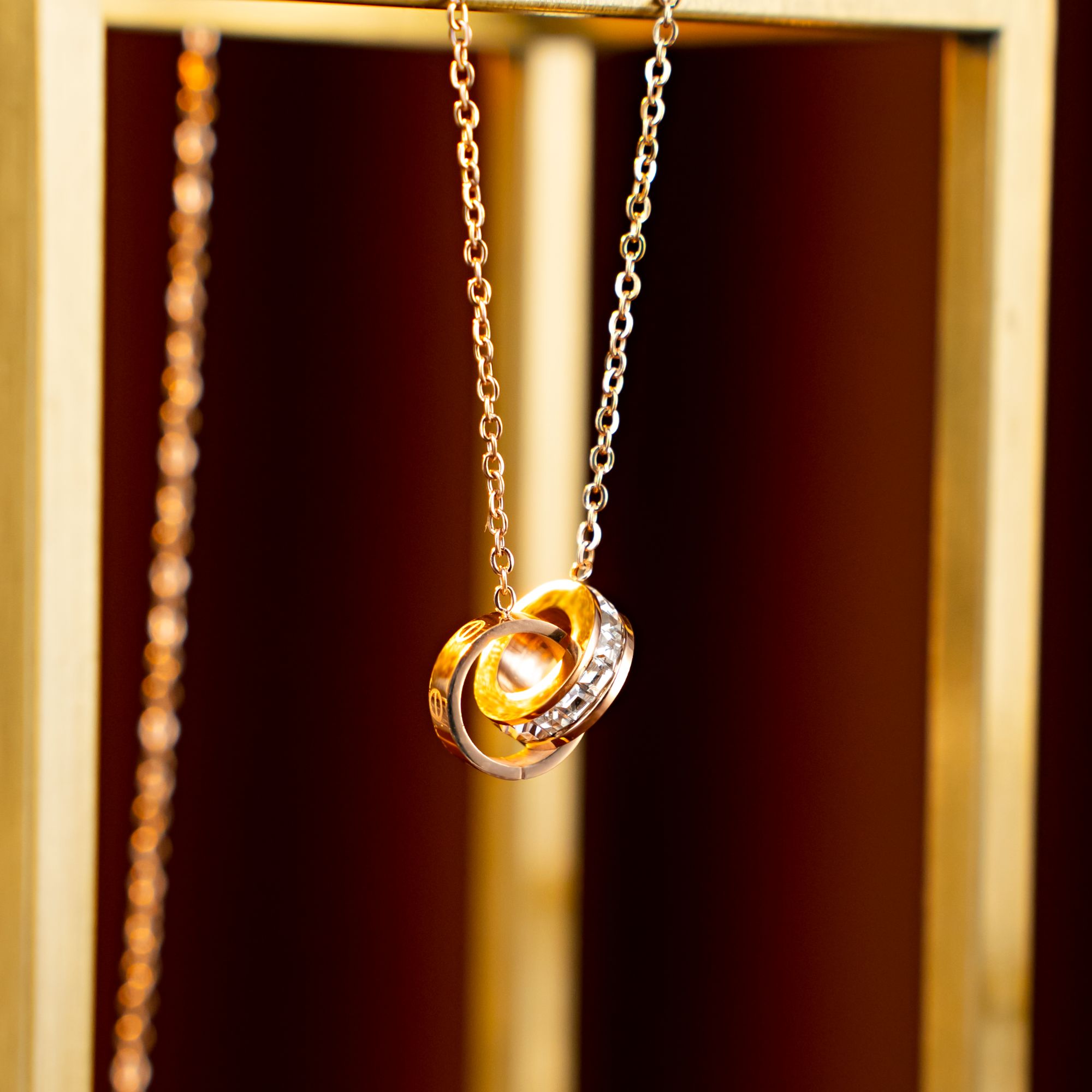 钉子双环小众设计感锁骨链轻奢百搭环环相扣