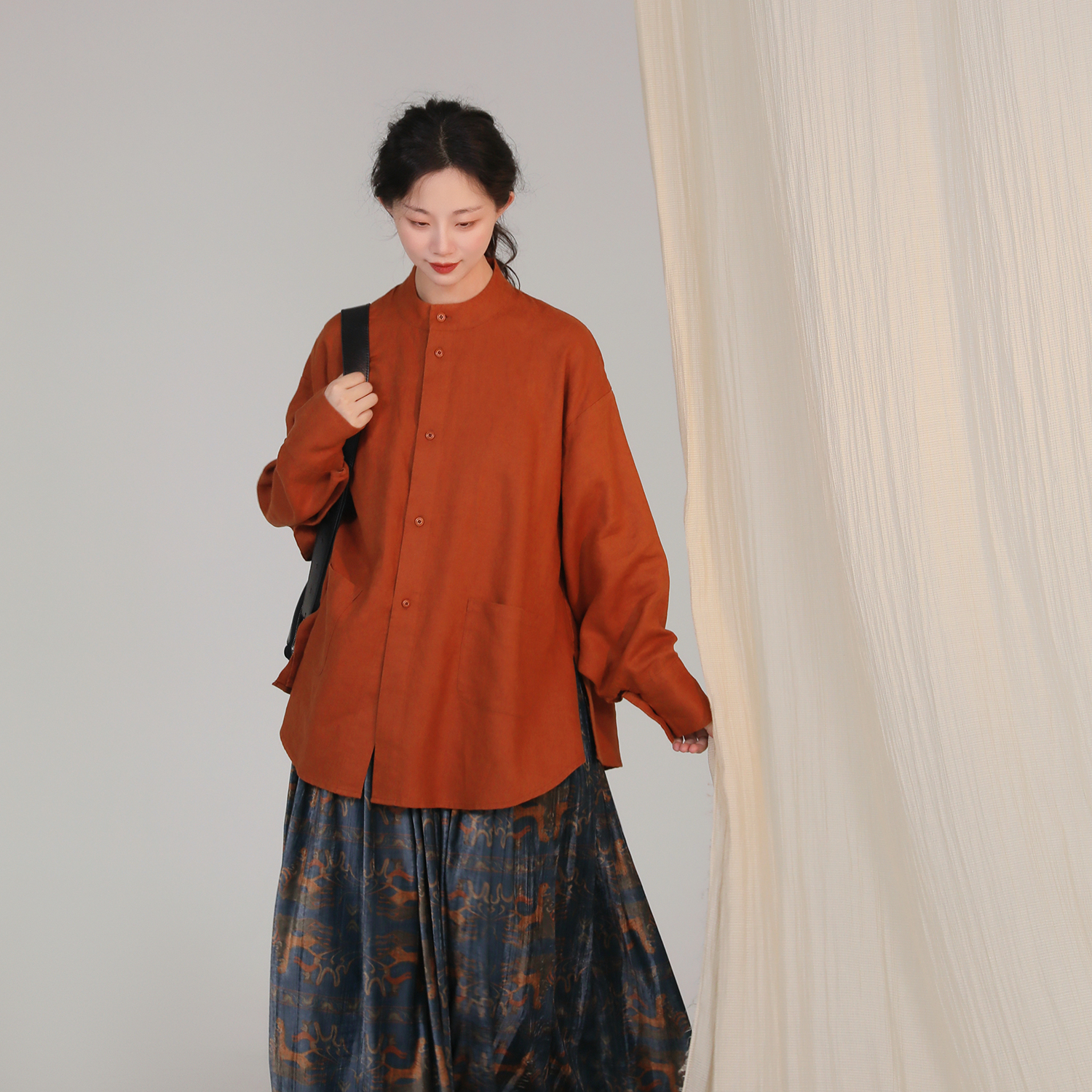 谜阿凰【羽人御双虎丝绒褶裙】明制原创汉服日常保暖百搭秋季半身裙