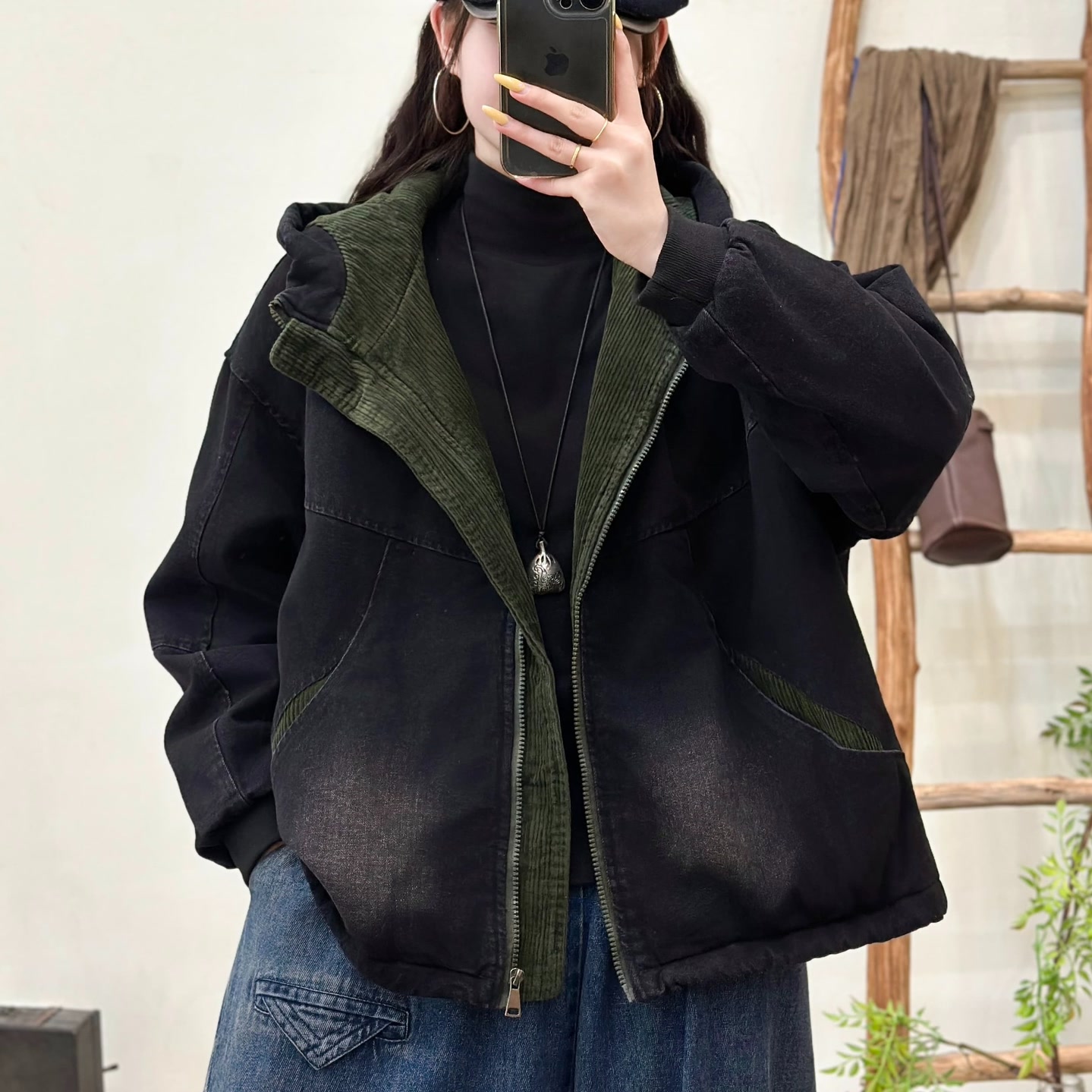 17921新款冬季加厚显瘦宽松百搭牛仔棉衣