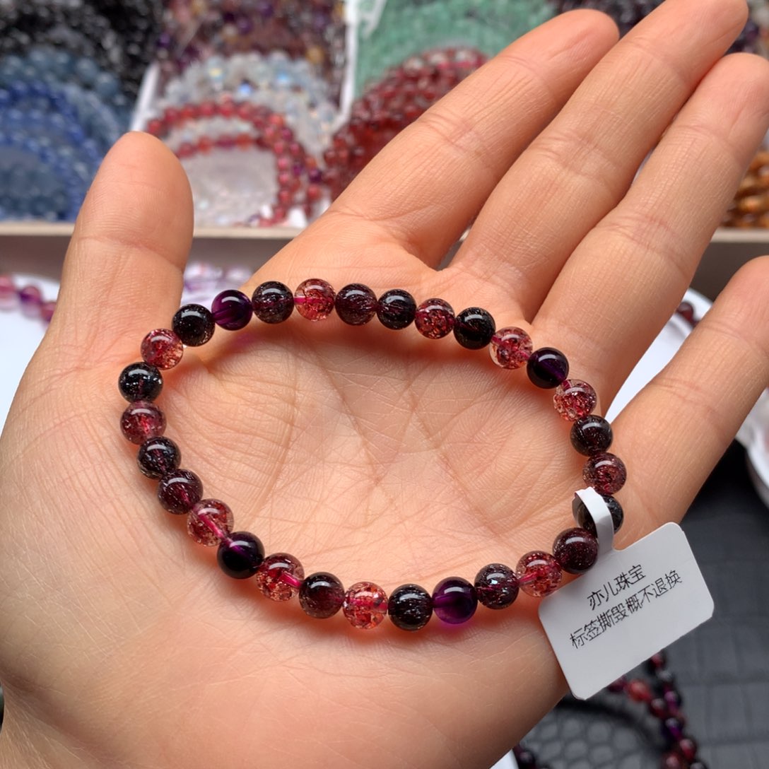 水晶手链未镶嵌黑加仑超七J6