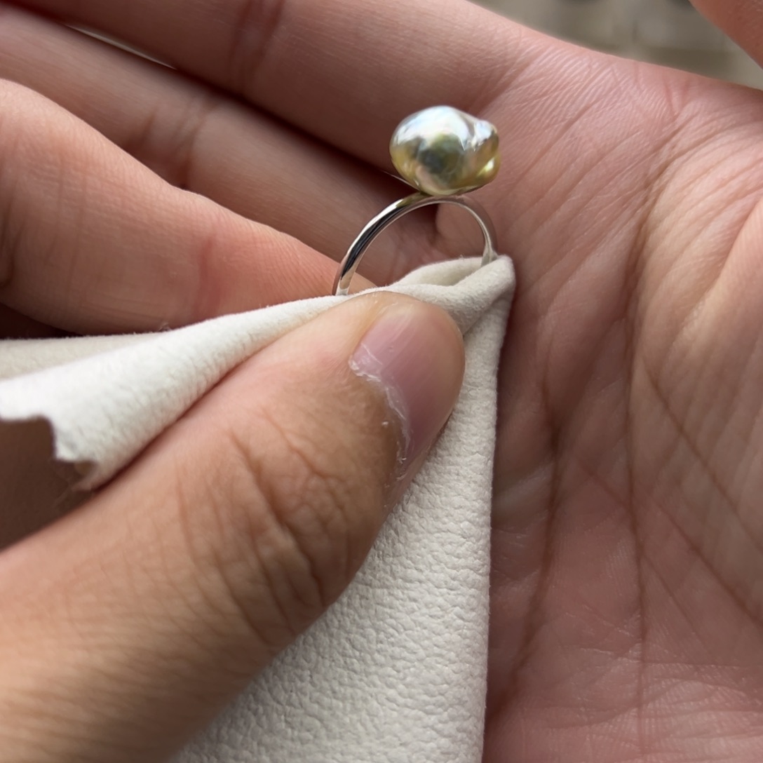 银S925镶嵌戒指海水珍珠海水金珠keshi戒指