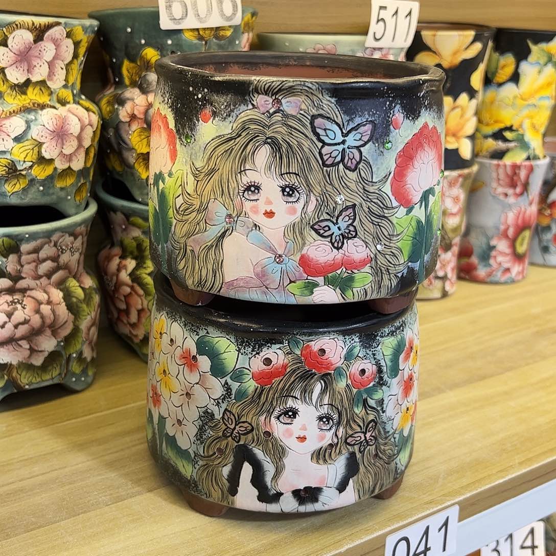 清***零景德镇炫彩手绘景德镇陶瓷花盆