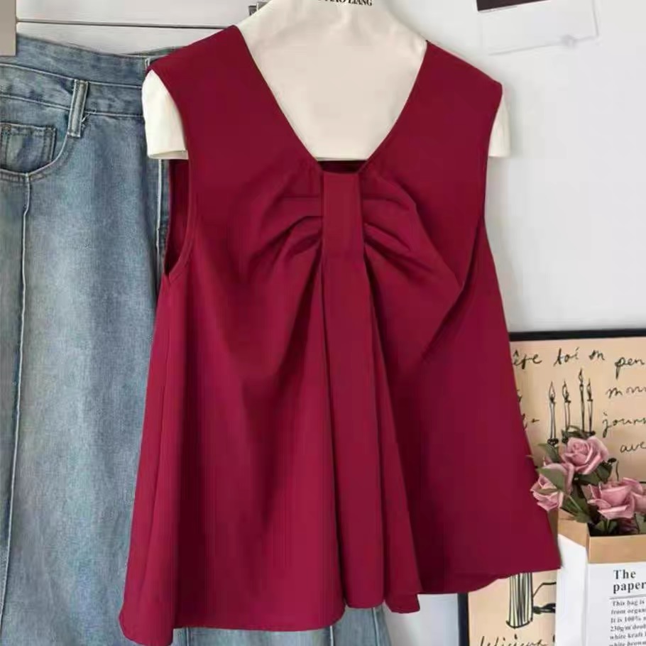 【慵夏】9963宽松背心宽松型法式黑色遮肉吊带衫小众通勤雪纺衫