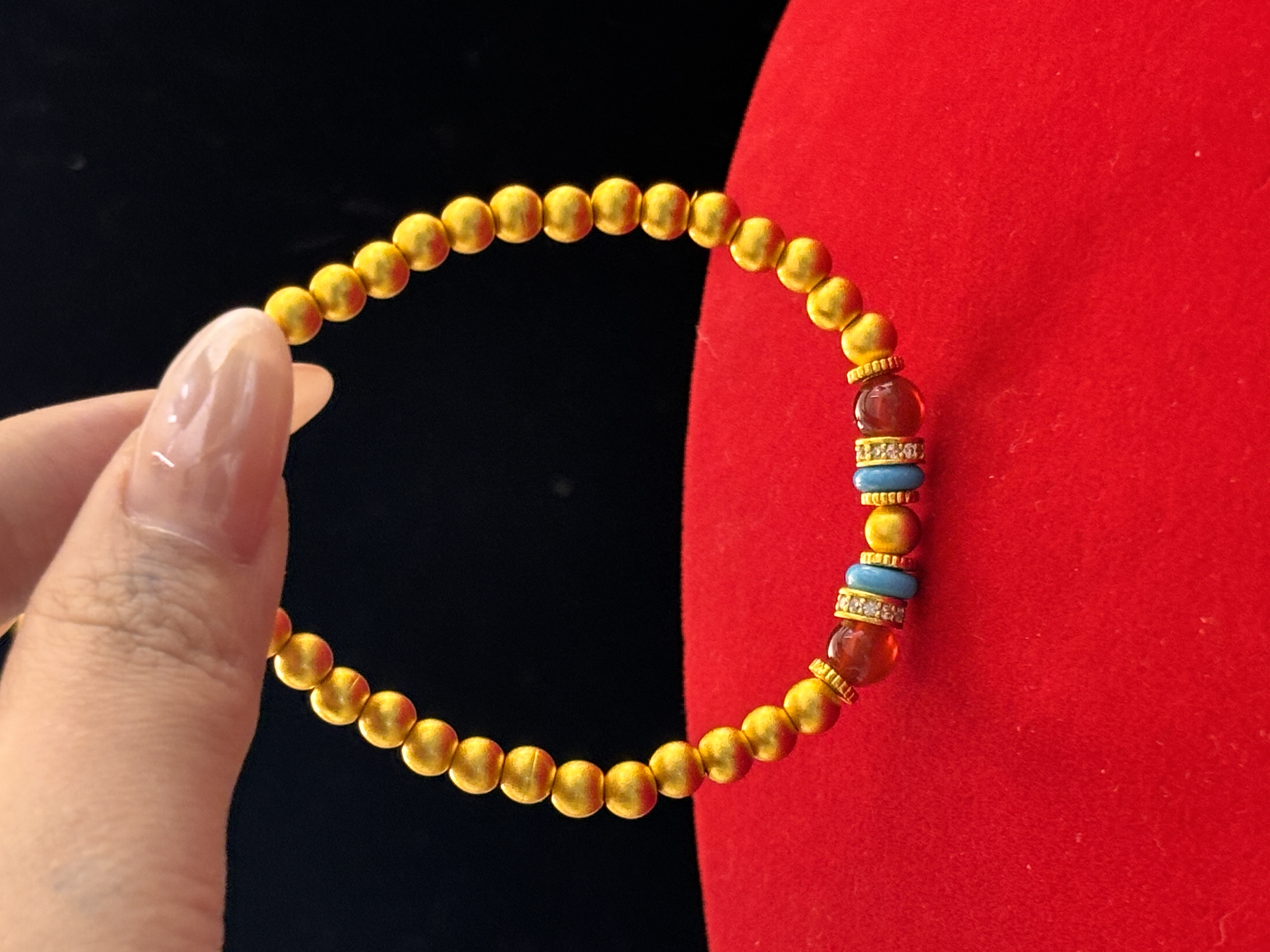 铜合金珐琅手链 【041】久不掉色金珠手链串珠爆款手工多宝手串新款