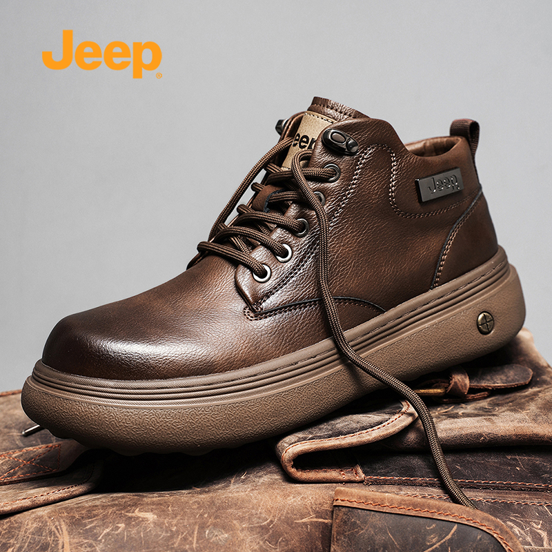 JEEP吉普2026年春季新款男鞋商务休闲宽楦防滑耐磨透气工装马丁靴商品图