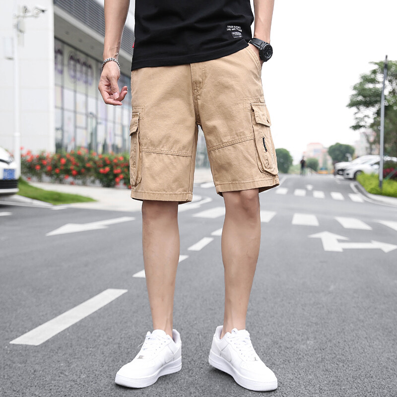 男士工装裤外穿五分裤硬汉风短裤多口袋短裤裤子中裤直筒夏季复古