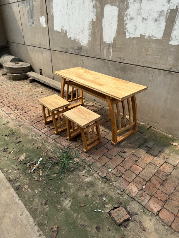 国学书法桌，实木古马鞍桌幼儿园培训班双人复古