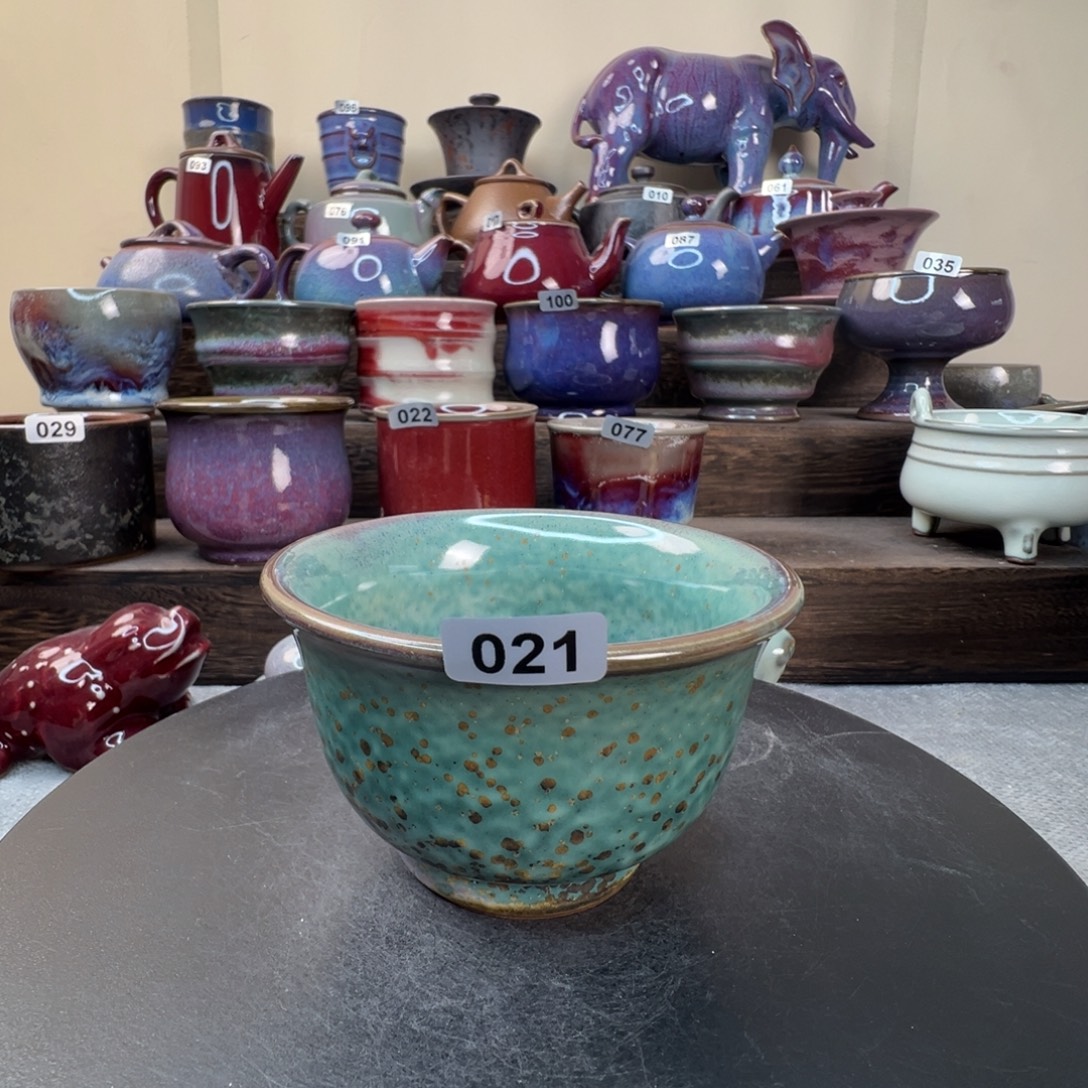 福***儿松石绿小茶碗满容120ml