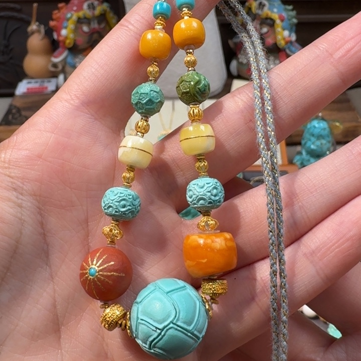 绿松石18K金镶嵌项链