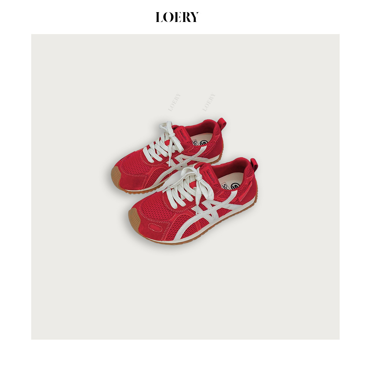 LOERY【高街派】复古运动风网面拼接休闲轻奢运动休闲鞋Z-1523
