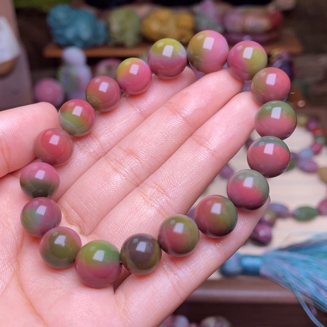 玛瑙/玉髓珠宝半成品未镶嵌用****6盐源玛瑙西瓜色老矿料串