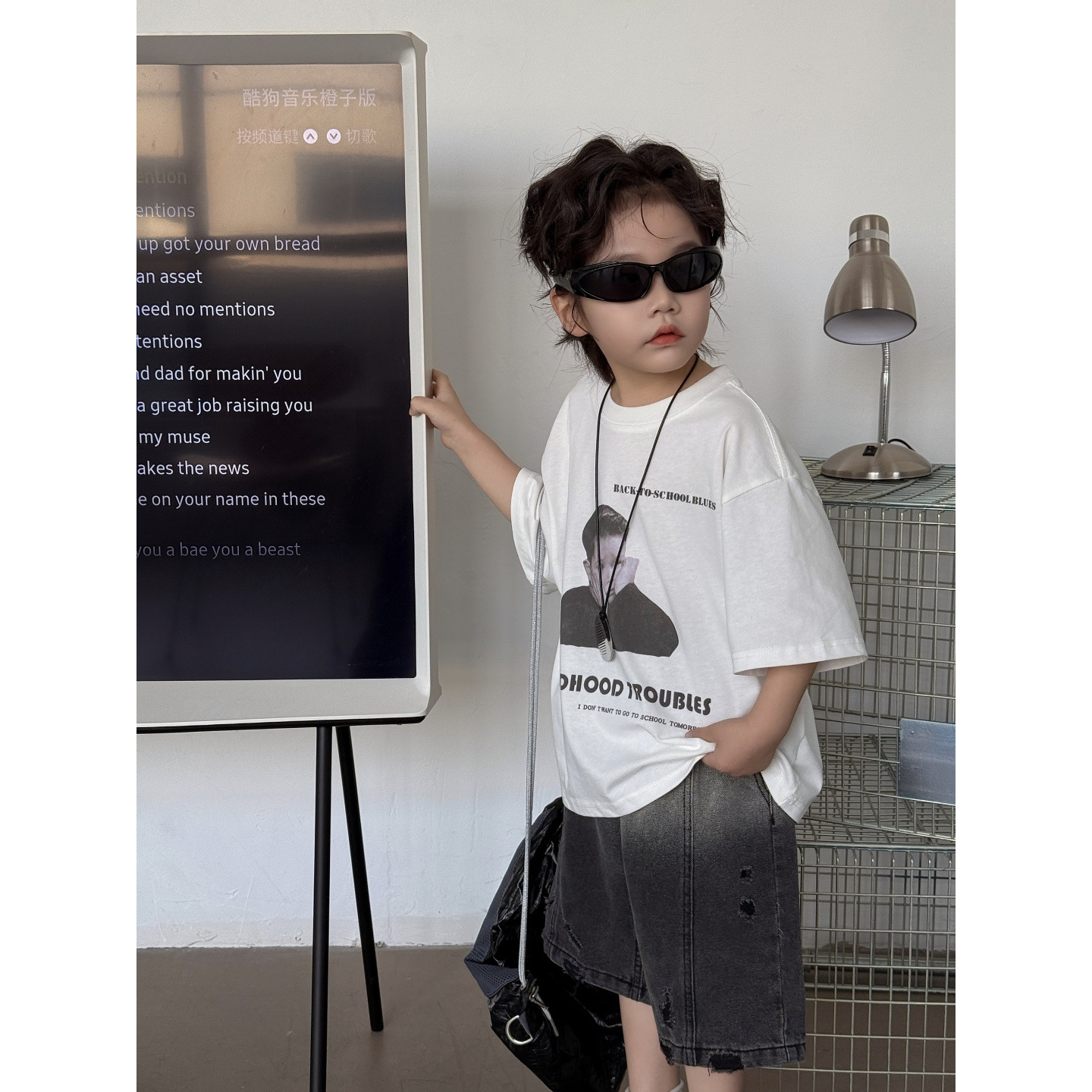 2025夏季新款儿童短袖T恤男女童韩版洋气潮酷ins宝宝圆领休闲上衣