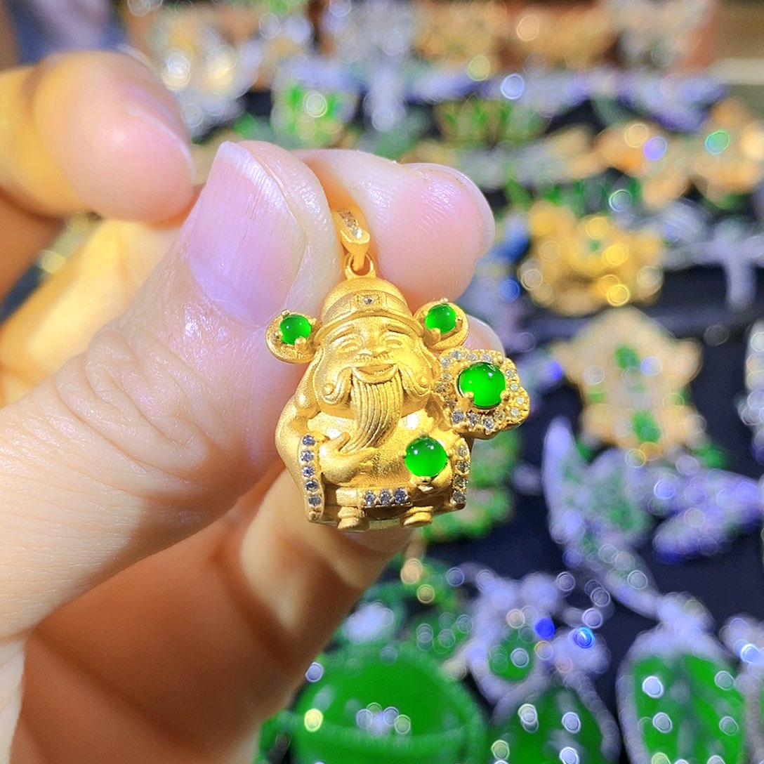 吊坠(不含链)银S925镶嵌翡翠