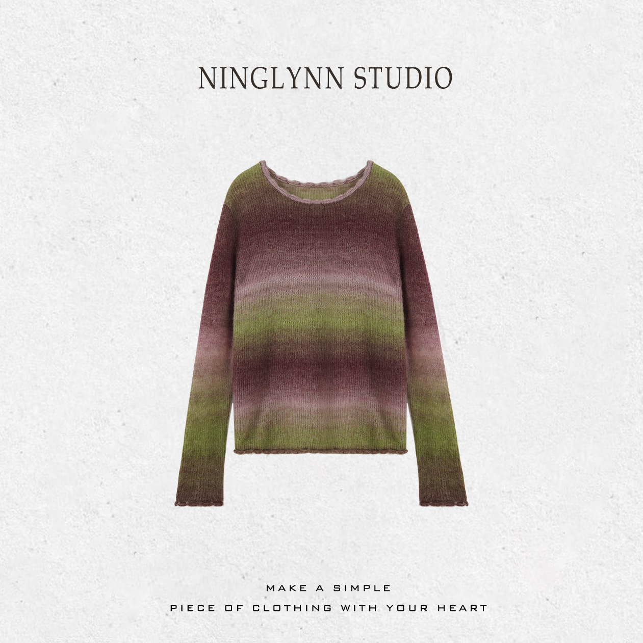 NINGLYNN STUDIO【紫霞仙子】宽松条纹渐变打底针织衫上衣360064