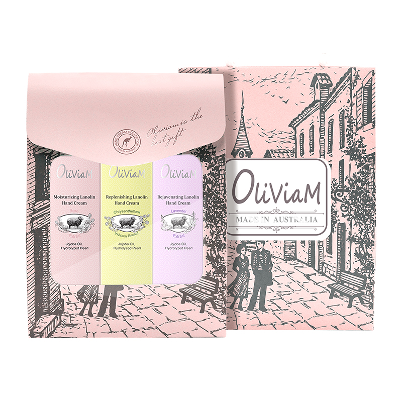 澳莉维亚南澳老街风手霜三件套护手霜保湿清新花香滋润滋养丝滑