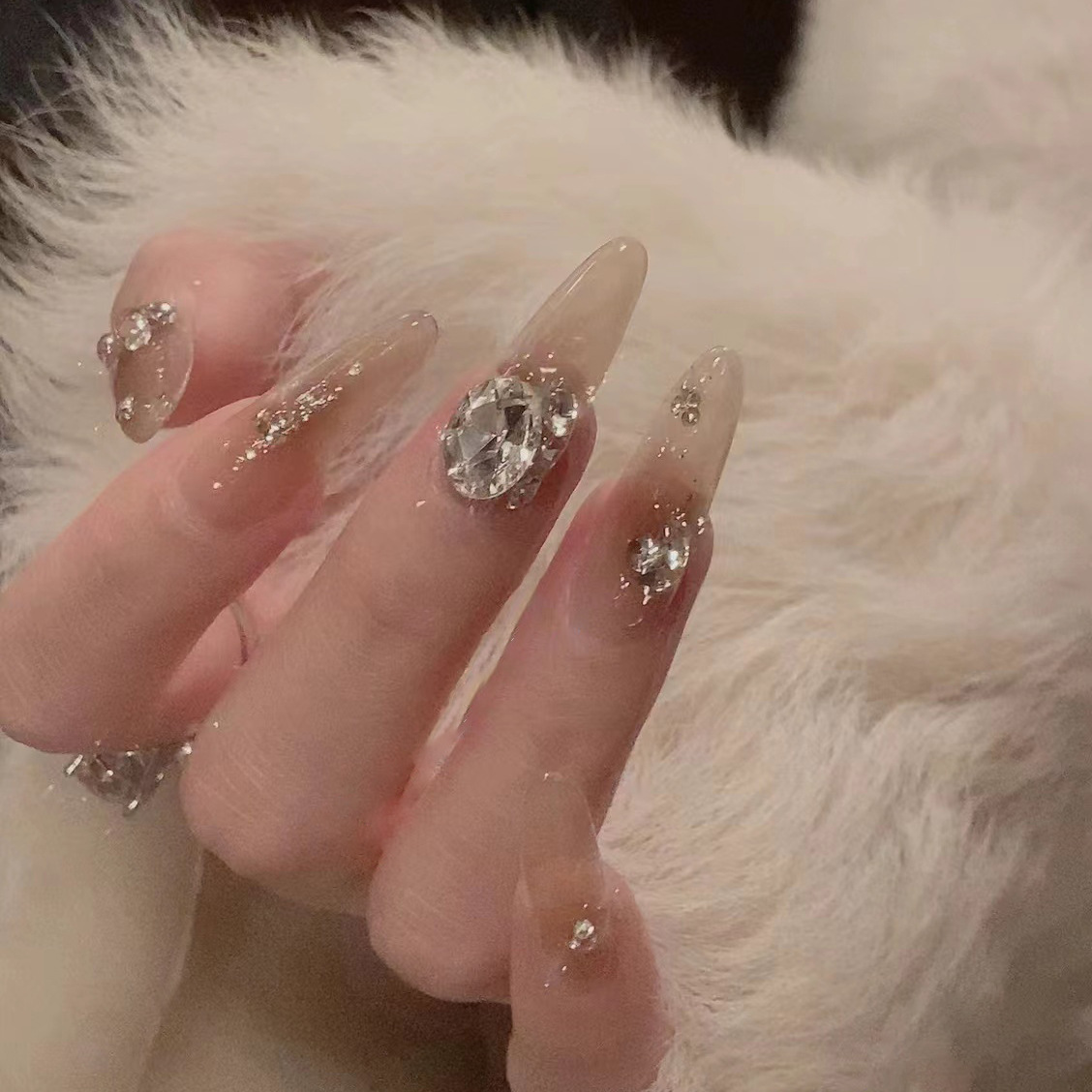 【繁花】手工穿戴甲片高级感手绘彩色小花可拆卸使用美甲成品批发