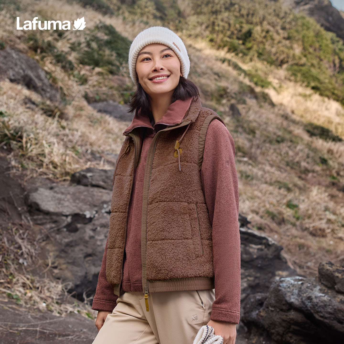 LAFUMA乐飞叶户外25秋冬保暖抓绒衣马甲女立领休闲背心LFVE5CR60