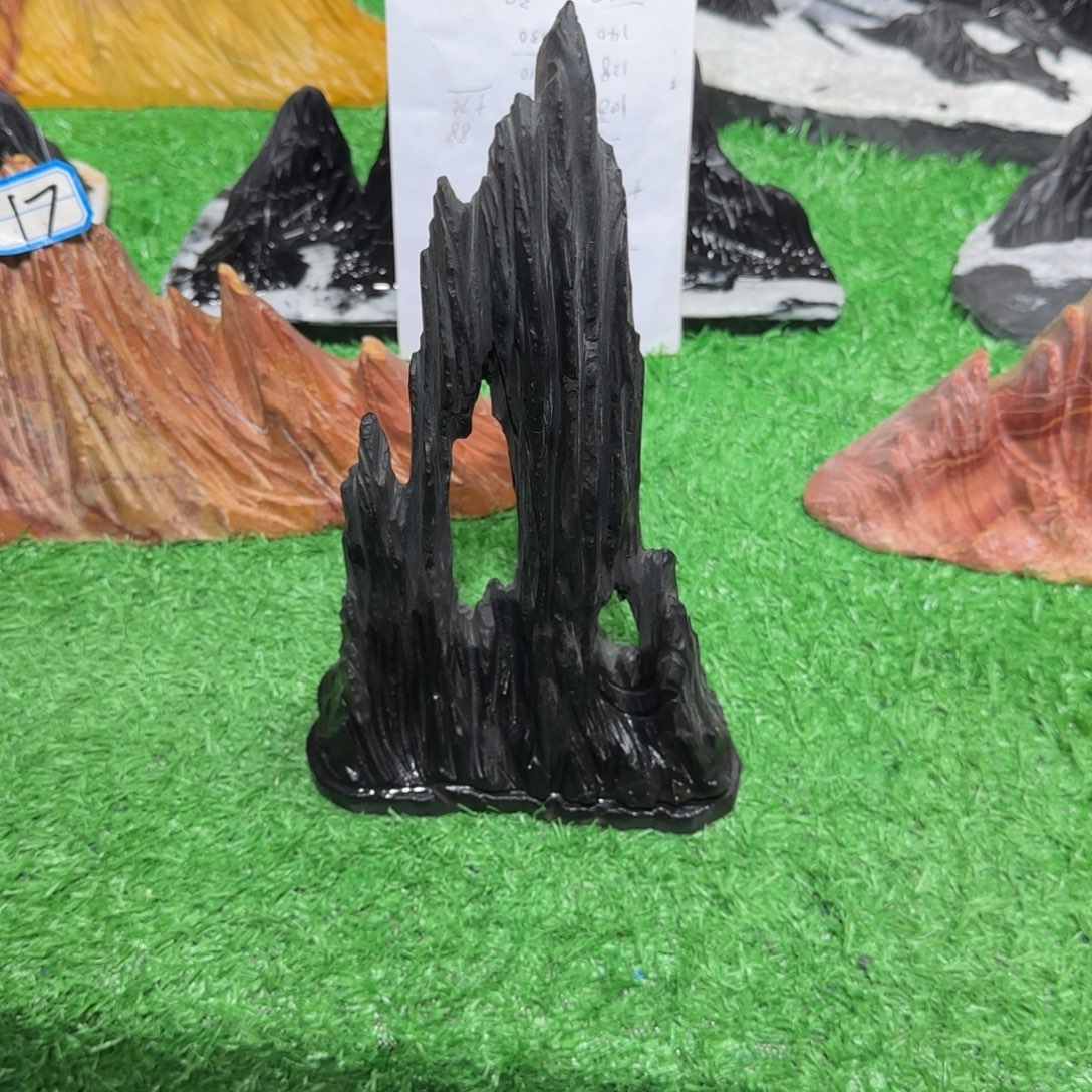 骑***机石材山峰摆件鱼缸造景