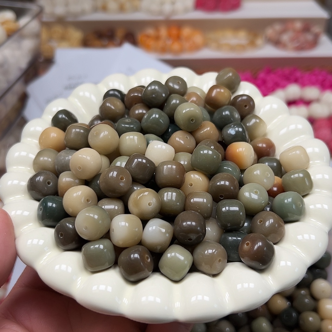 菩提根/象牙果手串110敦煌色汉堡珠13左右尺寸