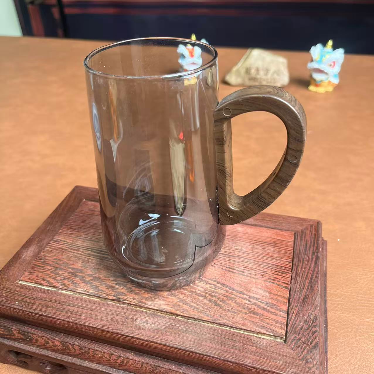 玻璃-菁萃绿茶杯水杯烟灰【黑】-5696